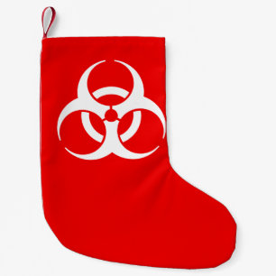 Meia De Natal Pequena Símbolo de Biohazard Vermelho e Branco