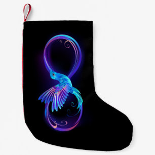 Meia De Natal Pequena Símbolo Neon Infinity com Hummingbird brilhante