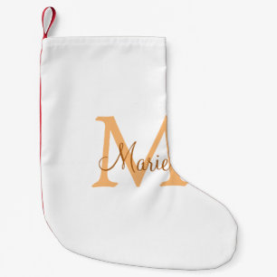 Meia De Natal Pequena simples adicionar nome monograma laranja marrom th