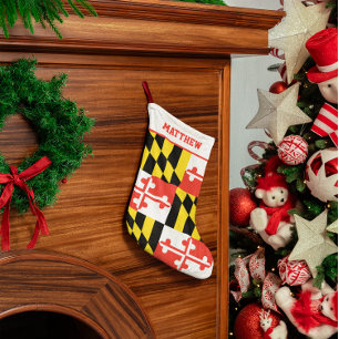 Meia De Natal Pequena Sinalizador de Maryland Personalizado