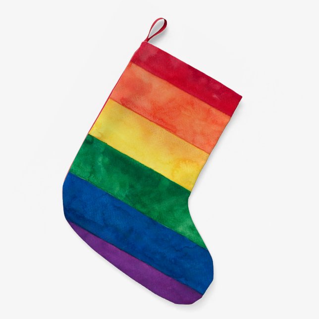 Meia De Natal Pequena Sinalizador orgulho gay Arco-Íris (Frente (Pendurada))