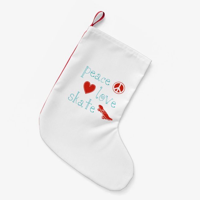 Meia De Natal Pequena Skate do amor da paz (Frente (Pendurada))