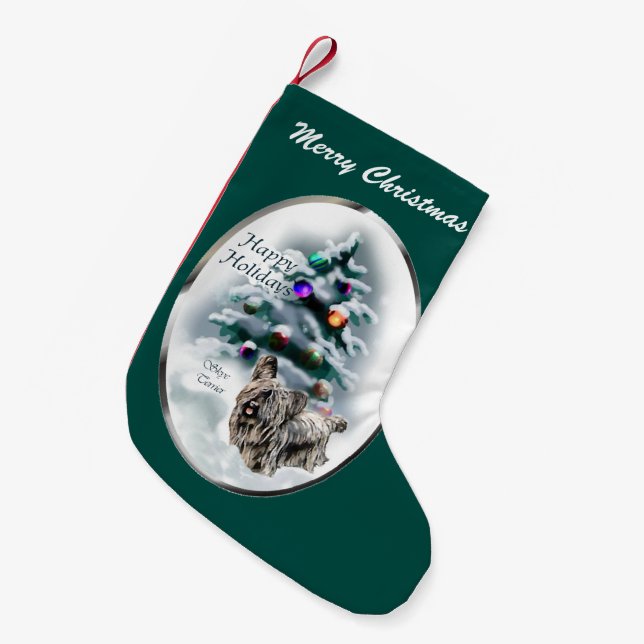 Meia De Natal Pequena Skye Terrier Christmas (Frente (Pendurada))
