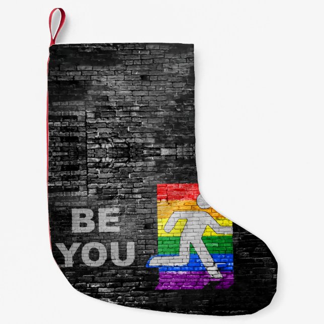 Meia De Natal Pequena SlipperyJoe's Be You brick wall stick (Frente)