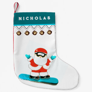 Meia De Natal Pequena Snowboarder Snowboard