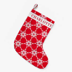 Meia De Natal Pequena SNOWFLAKE moderno padrão elegante vermelho branco