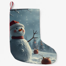 Meia De Natal Pequena snowman