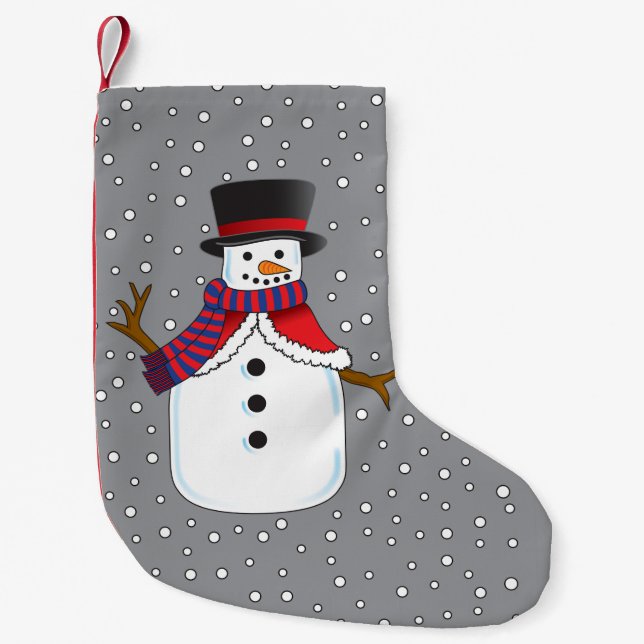 Meia De Natal Pequena Snowman de Natal (Frente)