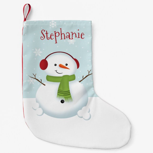 Meia De Natal Pequena Snowman Holiday Cheer (Frente)
