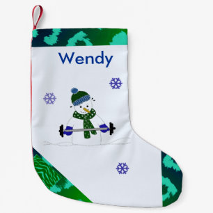 Meia De Natal Pequena Snowman Levantado em Peso