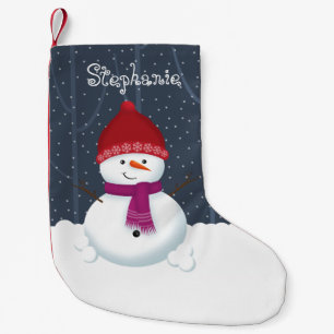 Meia De Natal Pequena Snowman Winter Wonderland
