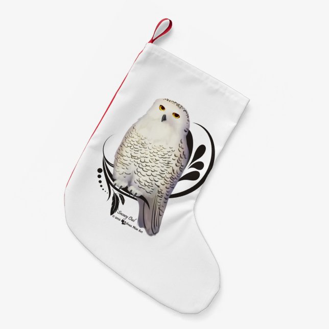 Meia De Natal Pequena Snowy Owl (Frente (Pendurada))