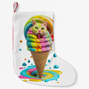 Meia De Natal Pequena Sorvete de Gato Grito Cone colorido