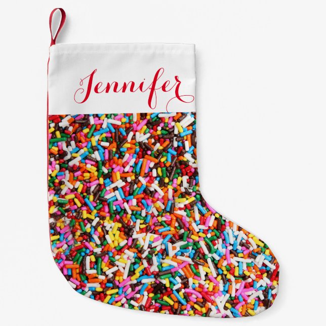 Meia De Natal Pequena Sprinkles Personalizado para o Estoque de Natal (Frente)