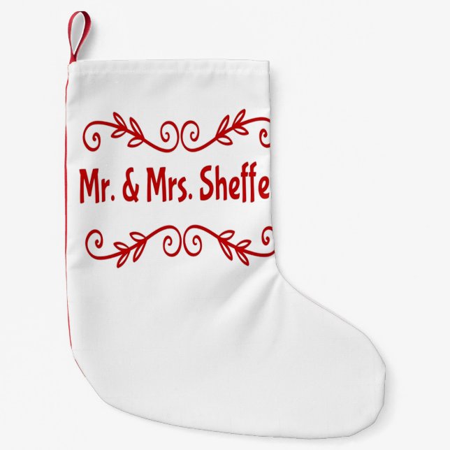 Meia De Natal Pequena Sr. e Sra. Sheffey (Frente)