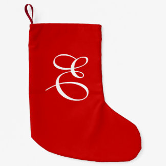 Meia De Natal Pequena Stocks de Natal do Monograma Vermelho e Branco
