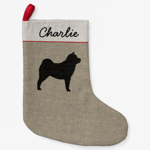 Meia De Natal Pequena Suave Cão-Vaca Silhueta Personalizado Xmas