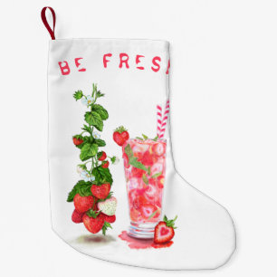 Meia De Natal Pequena Suco Legal de morango fresco - Frutas de verão 