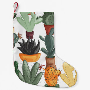 Meia De Natal Pequena Suculentes, cactos: padrão floral fofo.
