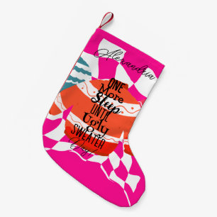 Meia De Natal Pequena Suéter Rosa Quente de Natal Personalizado