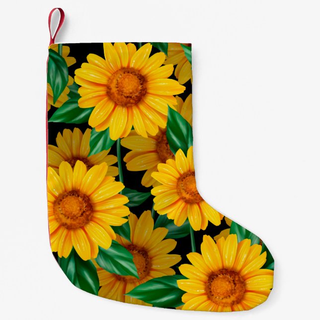 Meia De Natal Pequena Sunflower seamless pattern. Background with yellow (Frente)