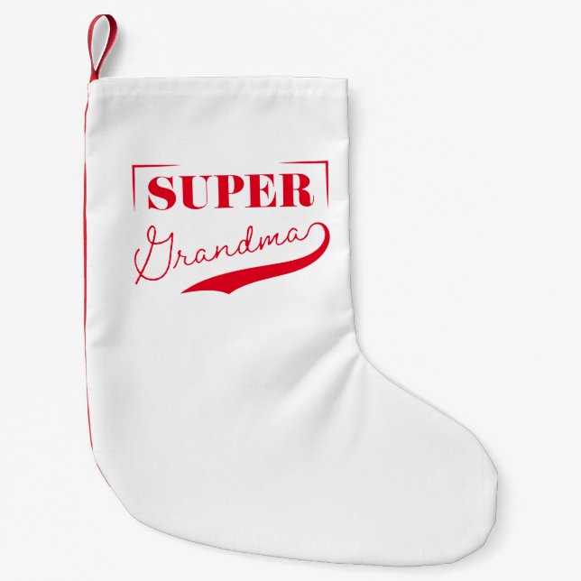 Meia De Natal Pequena Super vovó (Frente)