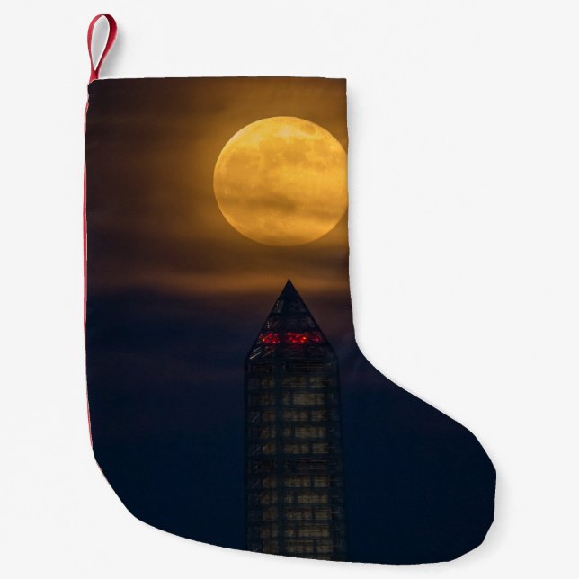 Meia De Natal Pequena Superlua sobre o Monumento de Washington (Frente)