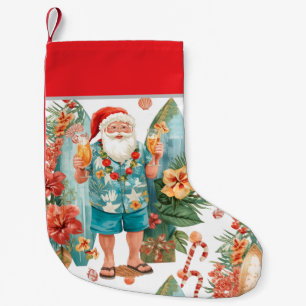 Meia De Natal Pequena Surfista Surfista Papai Noel Festa de Natal