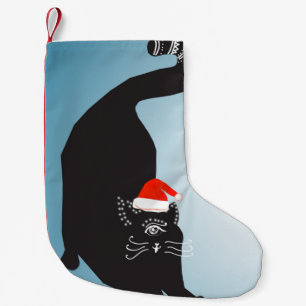 Meia De Natal Pequena Surreal Strange Cat Santa Hat