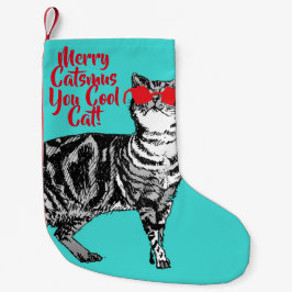 Meia De Natal Pequena Tabby Cat Feliz Catsmus Legal Stocks de Natal