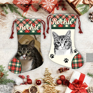 Meia De Natal Pequena Tabby Cat Personalizado Estoque de Natal