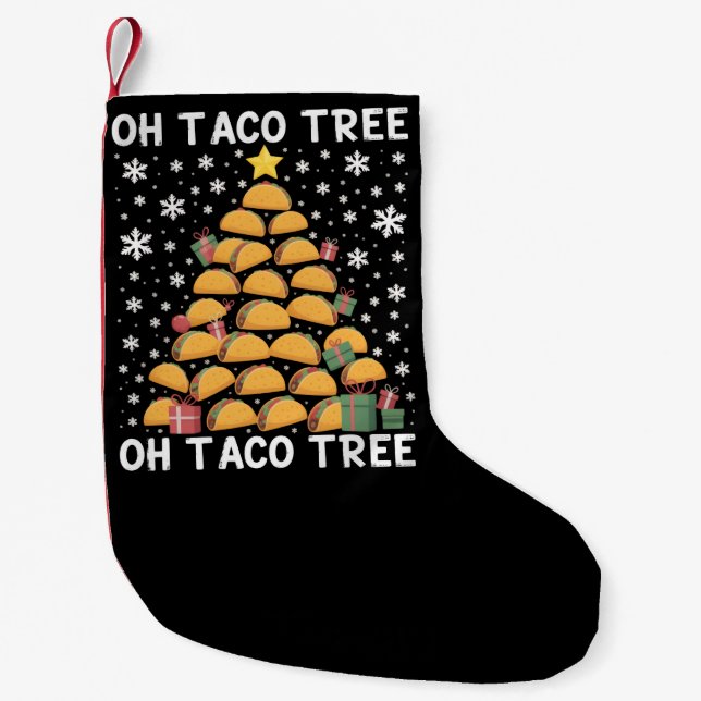 Meia De Natal Pequena Tacos de Natal Árvore Engraçado Xmas Foodie Mexica (Frente)