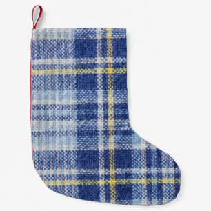 Meia De Natal Pequena Tartan Amarelo Azul: Xadrez Moda