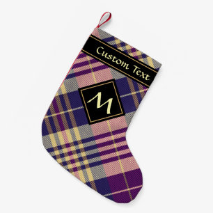 Meia De Natal Pequena Tartan roxo, Dourado e azul