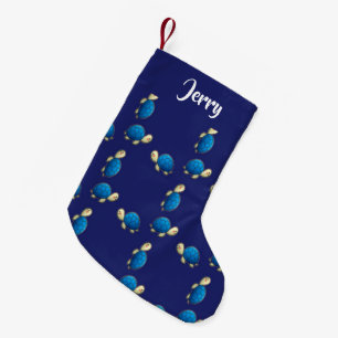 Meia De Natal Pequena tartarugas azuis