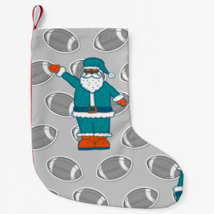 Meia De Natal Pequena Teal blue larange xmas black santa claus basqueteb