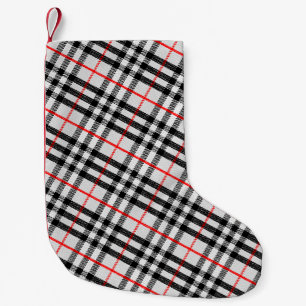Meia De Natal Pequena Tecido Checkered clássico vermelho branco preto d