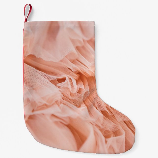 Meia De Natal Pequena Tecido rosa macio em cores pastel. Tecidos  (Frente)