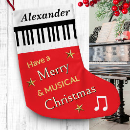 Meia De Natal Pequena Teclas de Piano Vermelho Brilhante Personalizadas 