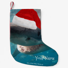 Meia De Natal Pequena Tenha um Excelente de tubarão branco de Natal Sant