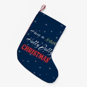 Meia De Natal Pequena Tenha um Natal Holly Jolly