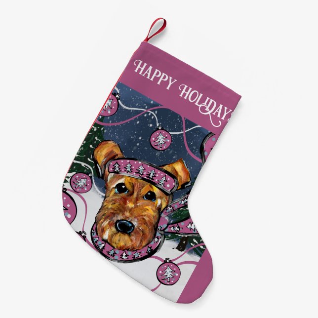 MEIA DE NATAL PEQUENA TERRIER AIREDALE        (Frente (Pendurada))
