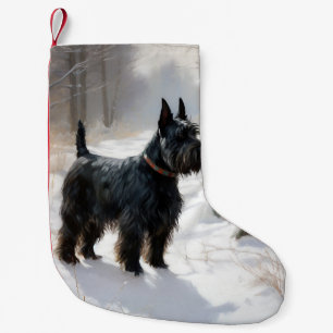 Meia De Natal Pequena Terrier Escocês Deixe Nevar Natal