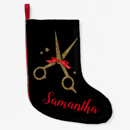 Meia De Natal Pequena Tesoura com brilho do ouro - Estilhador do cabelo 