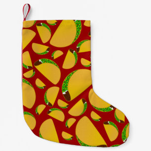 Meia De Natal Pequena Teste padrão vermelho do taco
