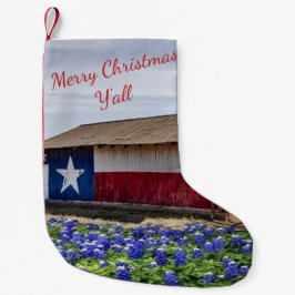 Meia De Natal Pequena Texas Feliz Natal Y-all Barn e Bluebonnets
