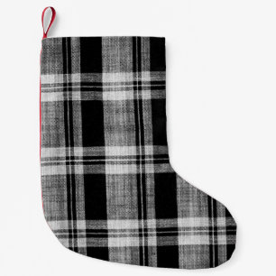 Meia De Natal Pequena Textura branca e preta do tecido da xadrez com ver