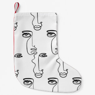 Meia De Natal Pequena Textura com faces abstrato. Uma linha contínua p