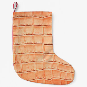 Meia De Natal Pequena Textura de couro de réptil laranja