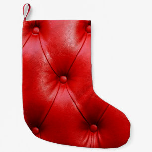 Meia De Natal Pequena Textura de couro de sofá vermelho
